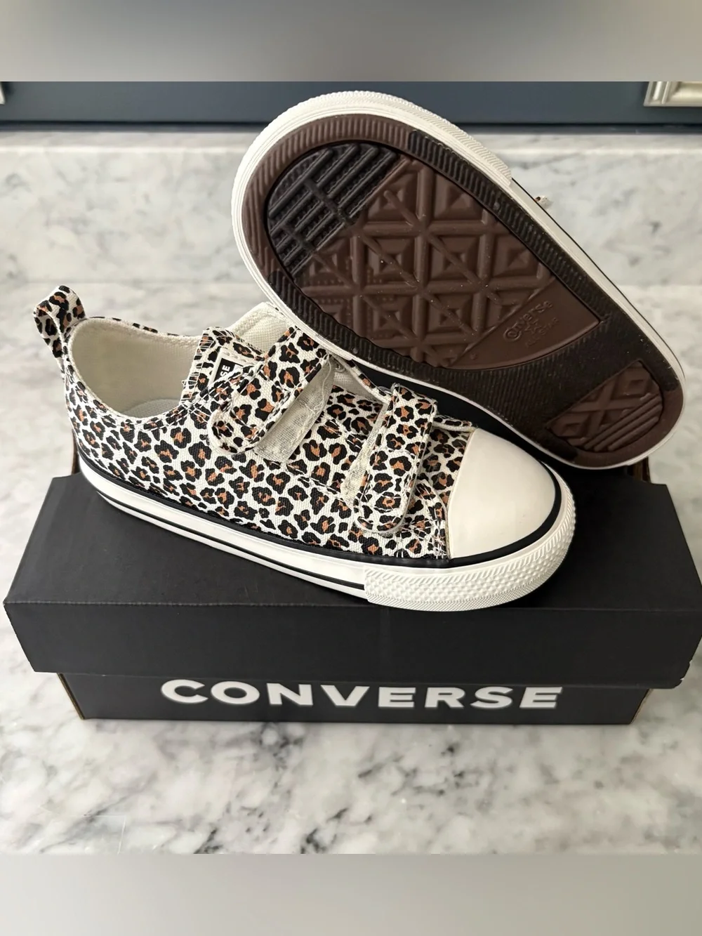 Chuck Taylor All Star Leopard Print Easy On Strap Toddler Girl Shoe Size 8 or 10